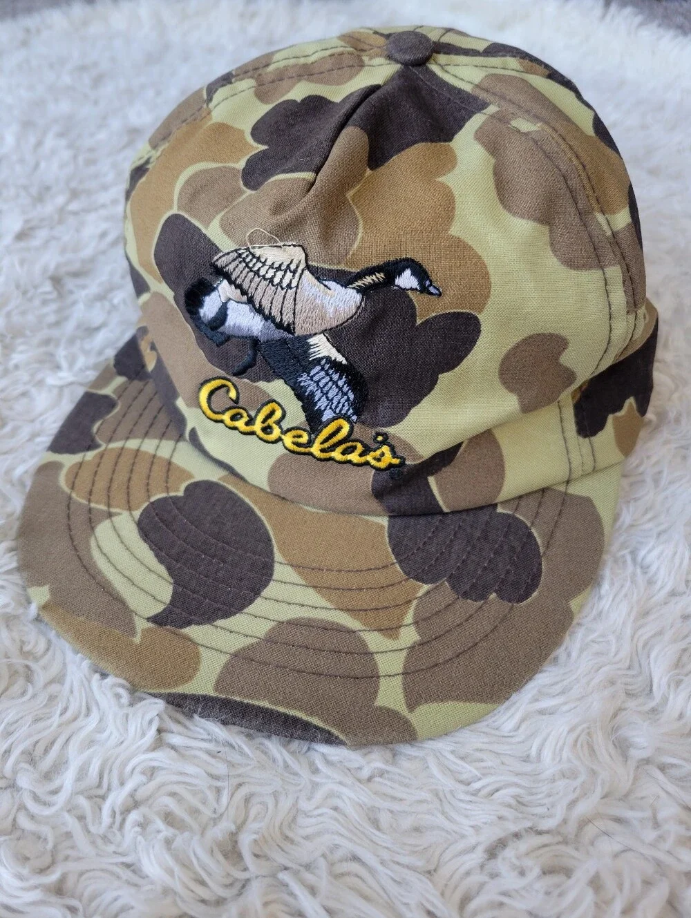 Vintage Cabelas Hat Mens Medium Cap Ear Flap Insulated Camo Winter USA Made